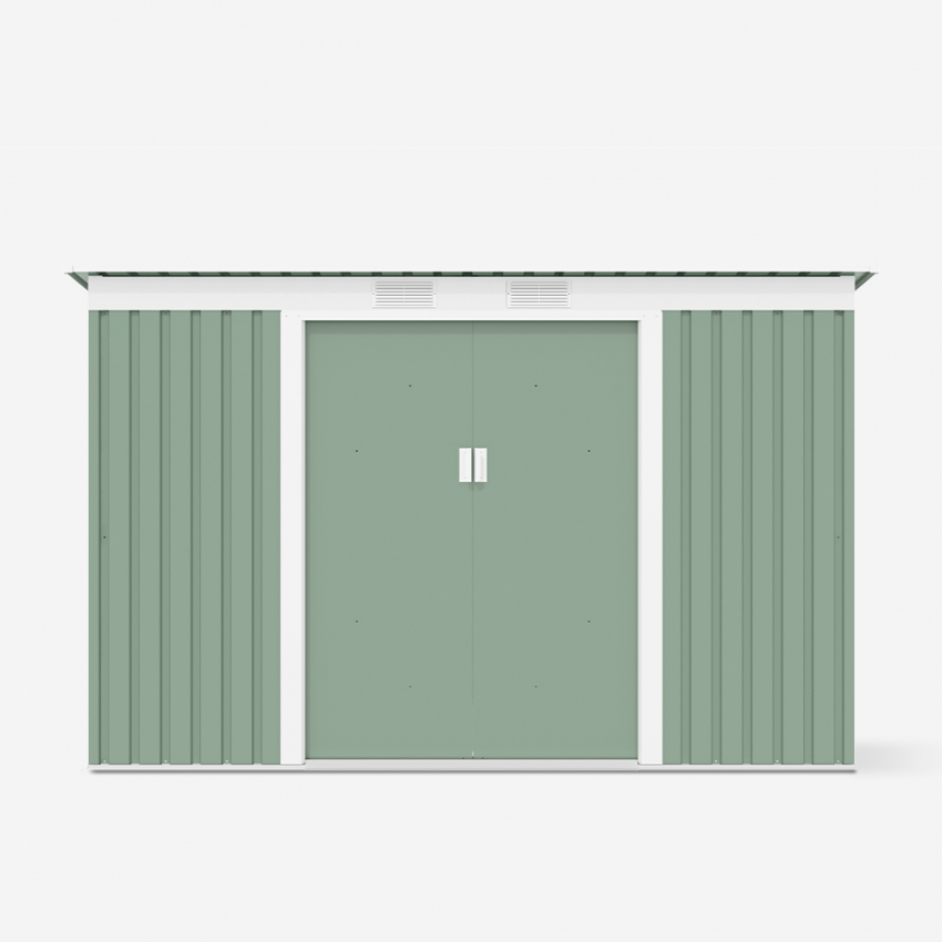 Cobertizo de chapa galvanizada verde Caseta para herramientas de jardín Porto Cervo Nature 261x181x176cm Catálogo