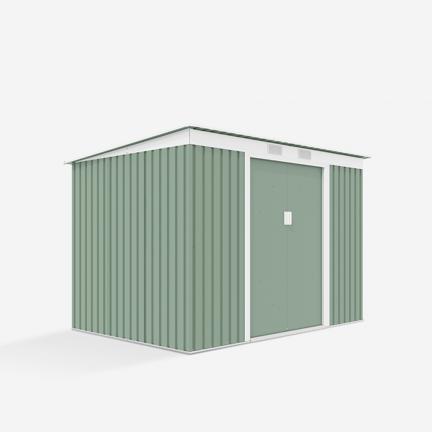 Cobertizo de chapa galvanizada verde Caseta para herramientas de jardín Porto Cervo Nature 261x181x176cm Elección