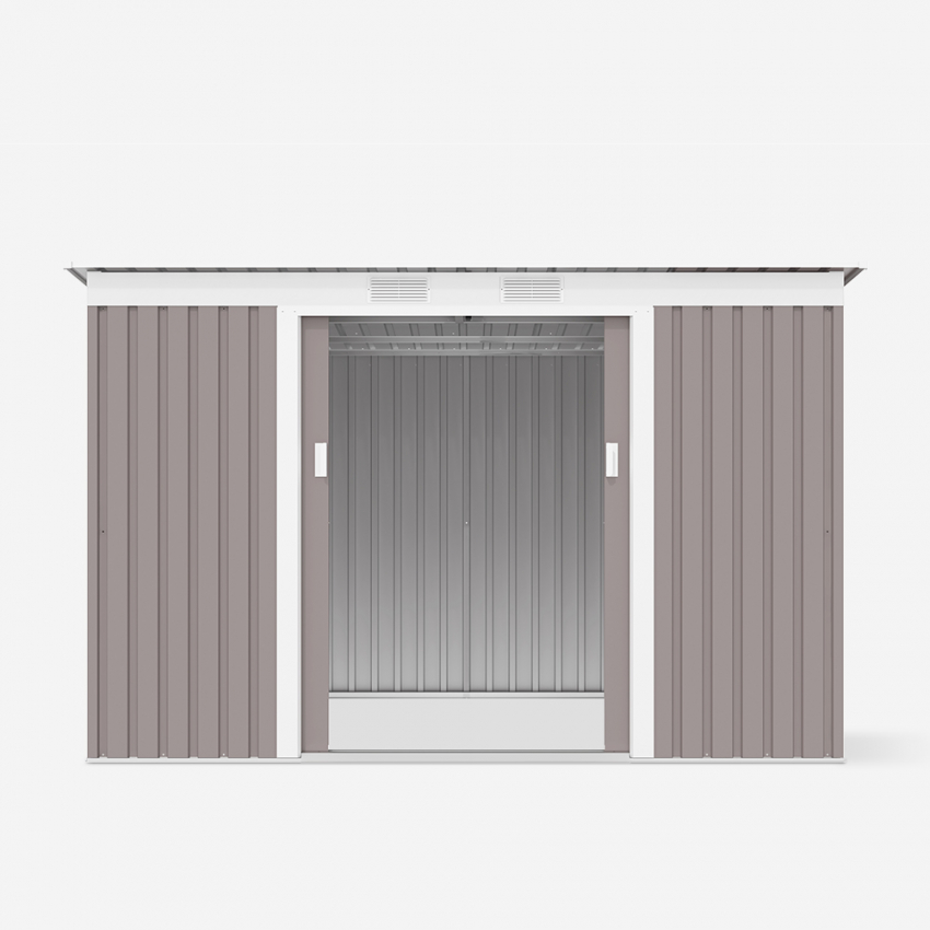 Caseta de chapa galvanizada gris cobertizo Porto Cervo 261x181x176cm Descueto