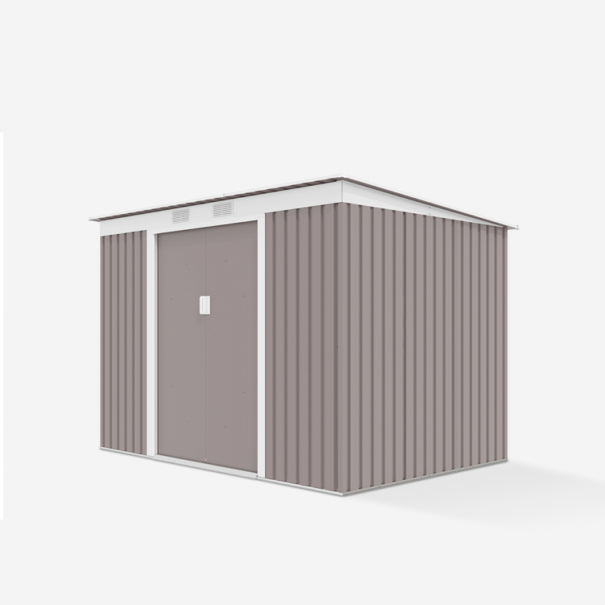 Caseta de chapa galvanizada gris cobertizo Porto Cervo 261x181x176cm Rebajas
