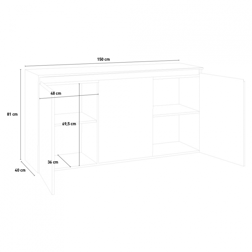 Sideboard 3 Türen Eingang Esszimmer 150 cm Magic Lawe Ardesia Katalog
