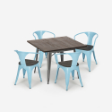 table 80x80 + 4 chaises style industriel cuisine restaurant et bar hustle wood Dimensions