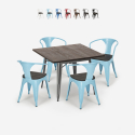 table 80x80 + 4 chaises style industriel cuisine restaurant et bar hustle wood Vente