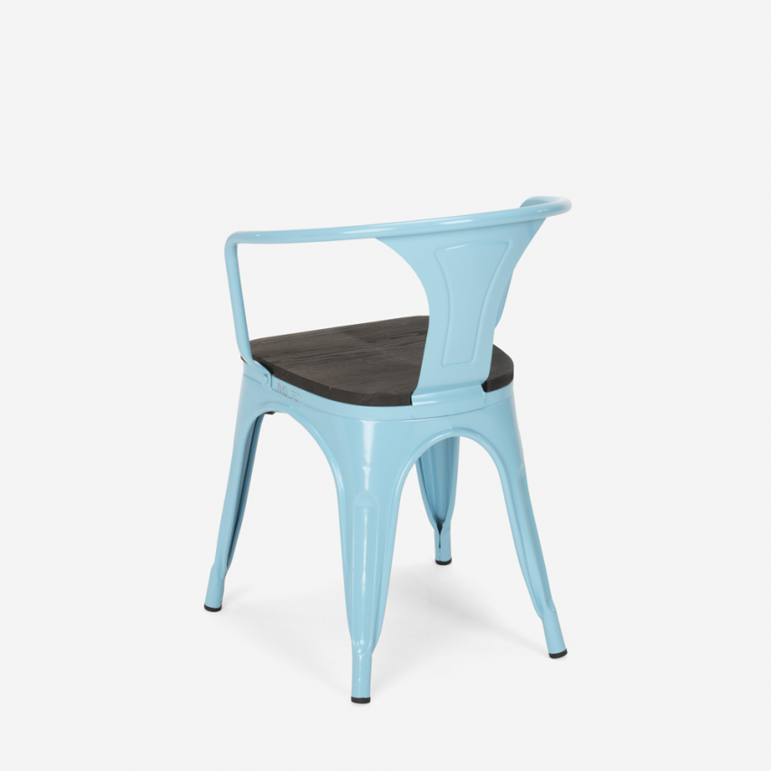 table 80x80 + 4 chaises style industriel cuisine restaurant et bar hustle wood 