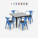 set tisch 80x80cm 4 stühle schwarz industriestil century wood black Sales