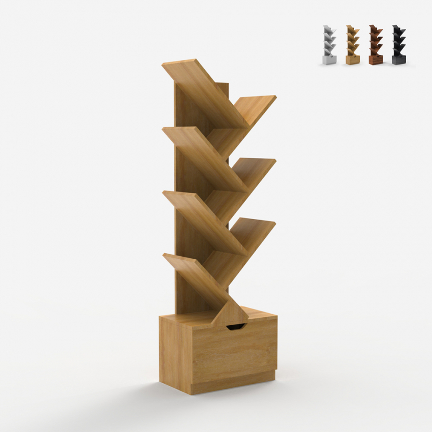 Libreria design moderno 8 scaffali cassetto soggiorno ufficio Treebook 120 Acquisto