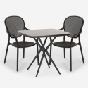 Set Tisch 70x70cm 2 Stühle schwarz für Innen und Außen Lavett Dark Maße