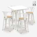 set metall tisch 60x60cm weiß 4 hocker bucket white top light Angebot