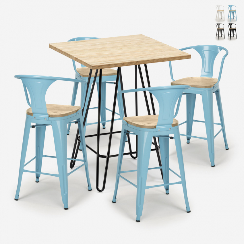 set hoher tisch 60x60cm 4 hocker bar küche mason top light Sales