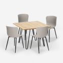 Set quadratischer Tisch 80x80cm 4 Stühle Industrie design Claw Light Auswahl