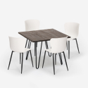 Conjunto mesa 80 x 80 cm cuadrada 4 sillas estilo industrial metal Claw Dark Características