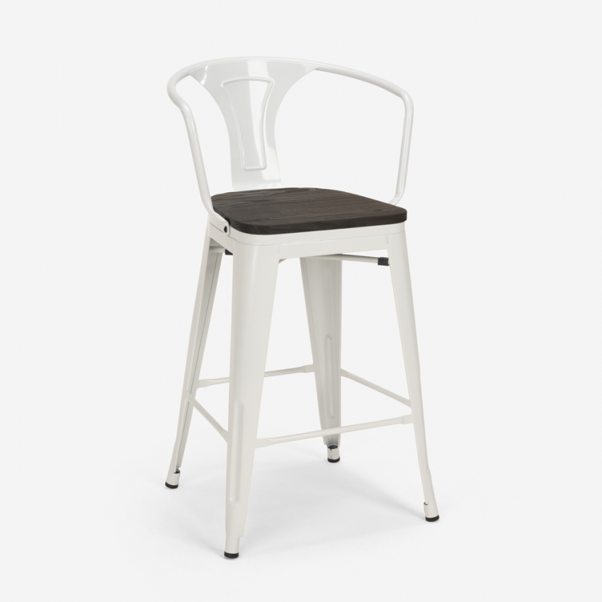 set 4 hocker  tisch 60x60cm holz metall bruck wood white 