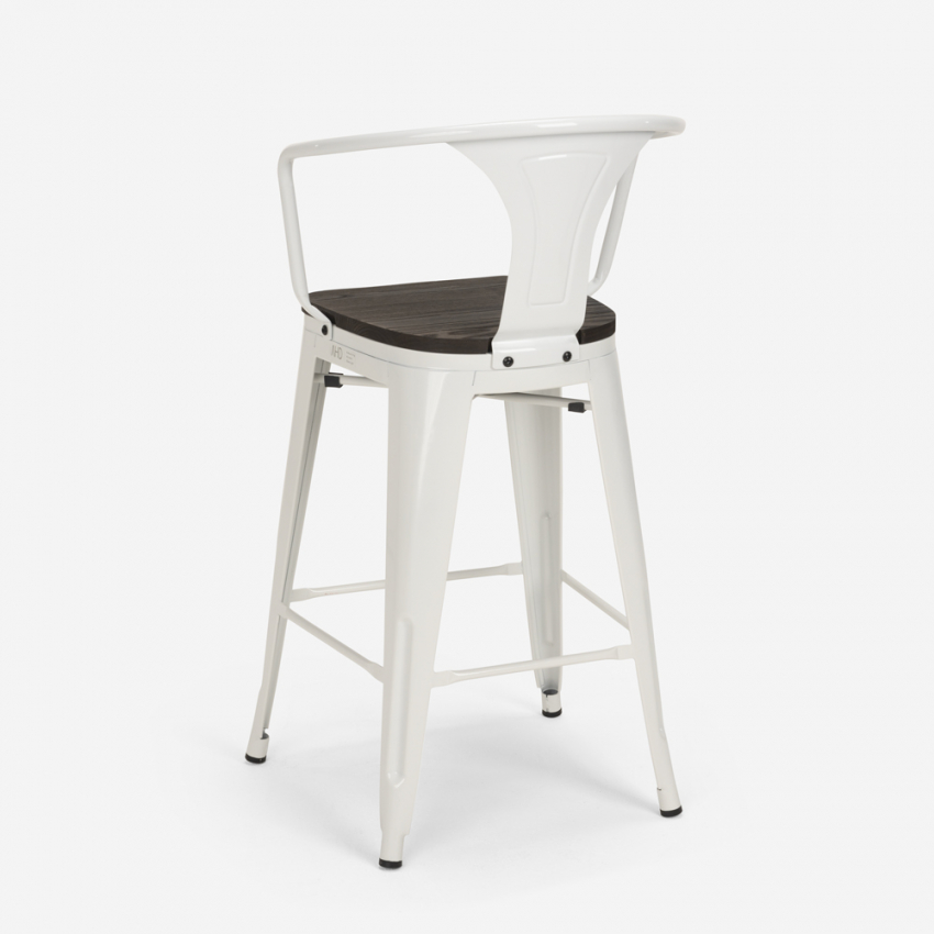 set 4 hocker  tisch 60x60cm holz metall bruck wood white 