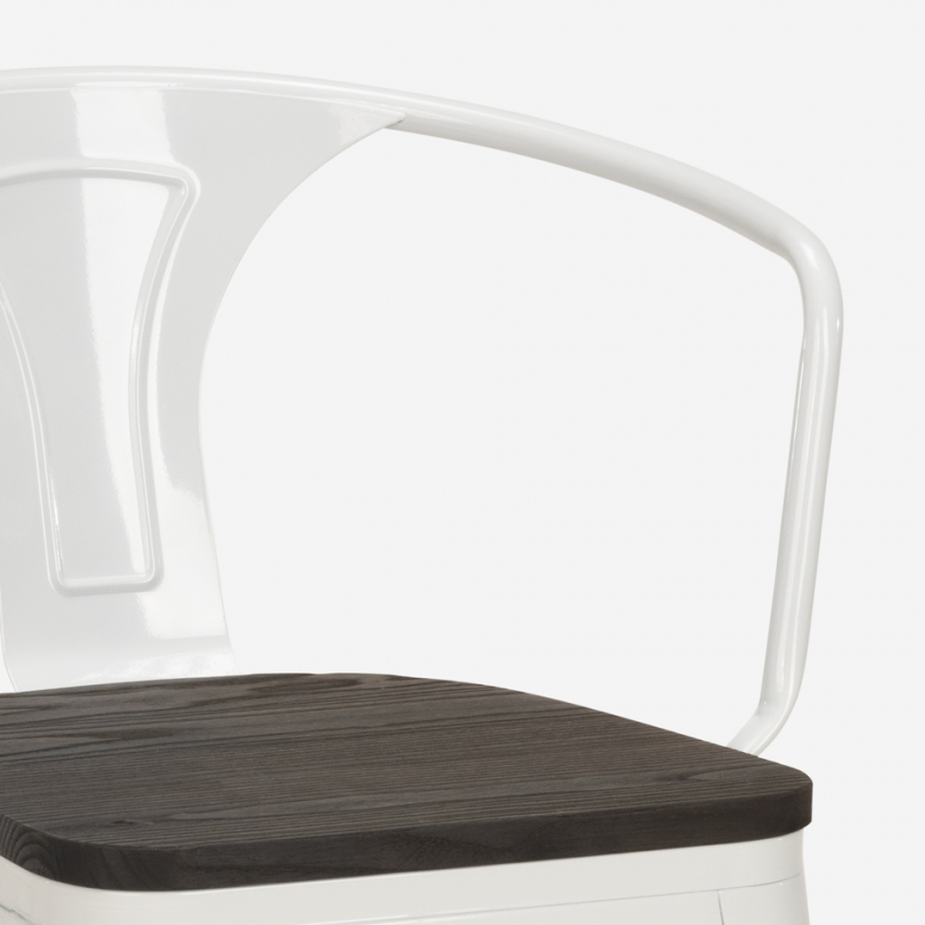 set 4 hocker  tisch 60x60cm holz metall bruck wood white 