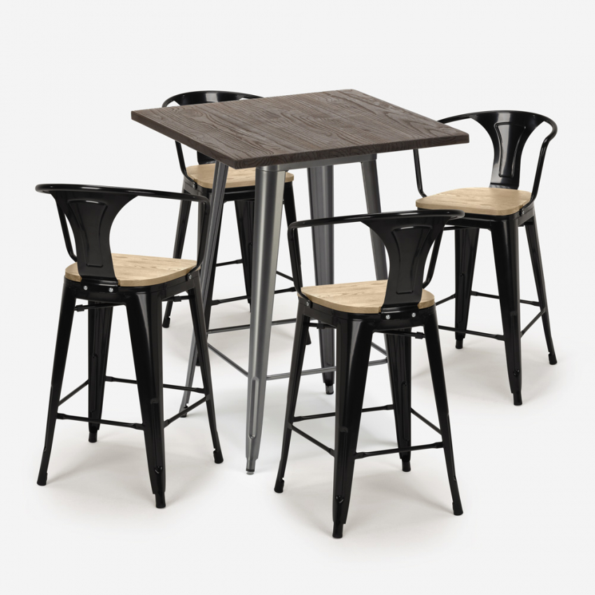  set tisch 60x60cm 4 hocker industrieller stil küche bar bruck top light Modell