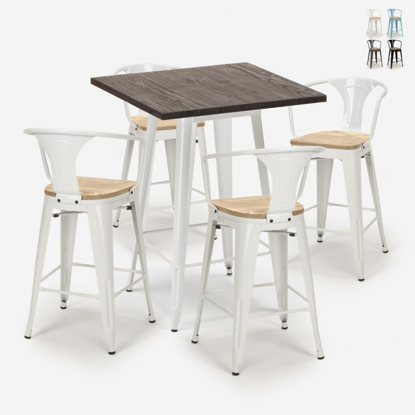 set tisch 60x60cm 4 hocker küche bruck white top light Aktion