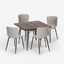 conjunto mesa cuadrada 80 x 80 cm diseño industrial 4 sillas anvil Coste