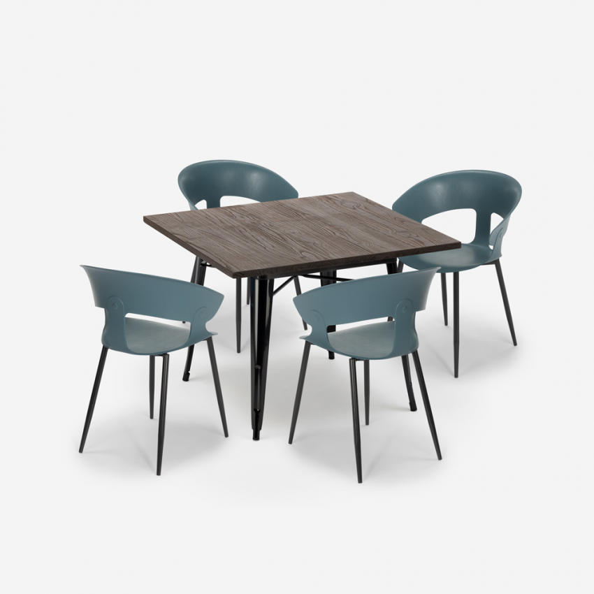 set quadratischer tisch 80x80cm 4 stühle industriellen design  reeve black Eigenschaften