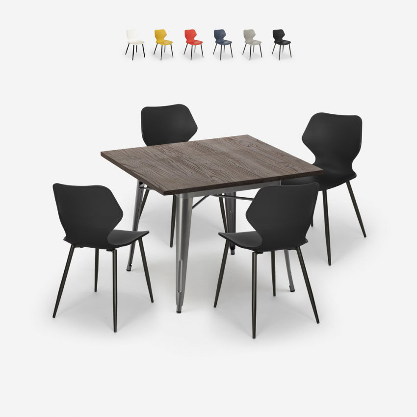 conjunto bar cocina mesa cuadrada 80 x 80 cm 4 sillas diseño moderno howe Descueto