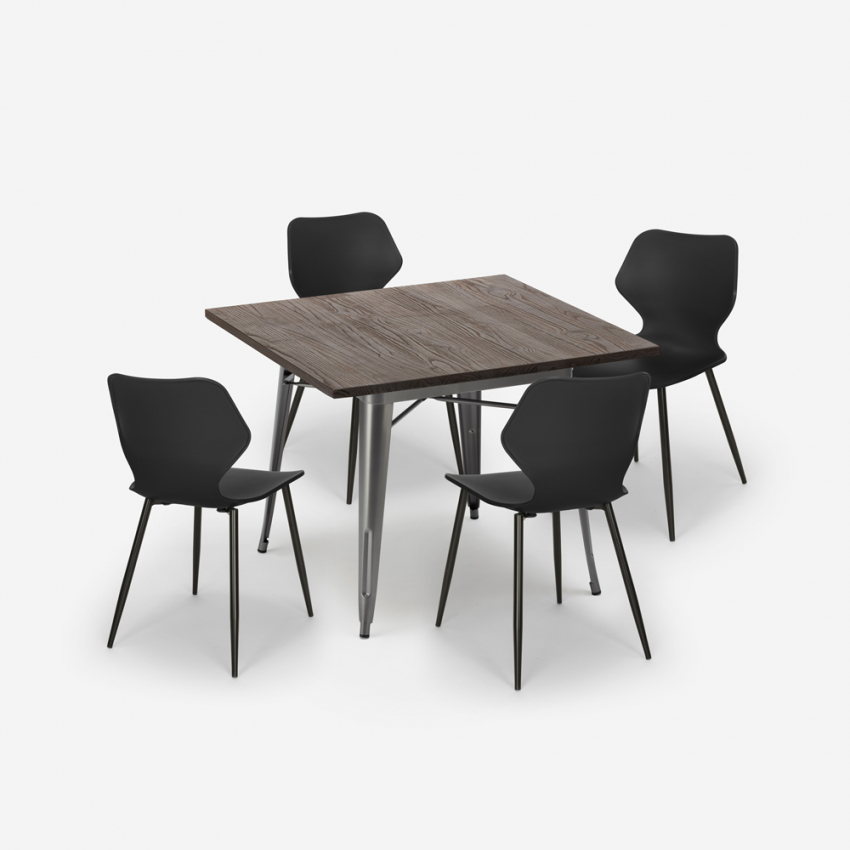 conjunto bar cocina mesa cuadrada 80 x 80 cm 4 sillas diseño moderno howe Precio