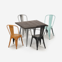set bar cucina tavolo industriale 80x80cm 4 sedie vintage almond Offerta