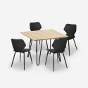 Ensemble Table Carrée 80x80cm et 4 Chaises Design Style Industriel Sartis Light Achat