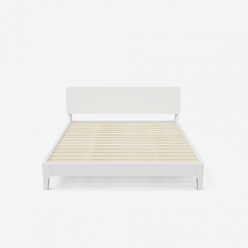 Letto matrimoniale design moderno in legno 160x190cm doghe testata Linz Misure
