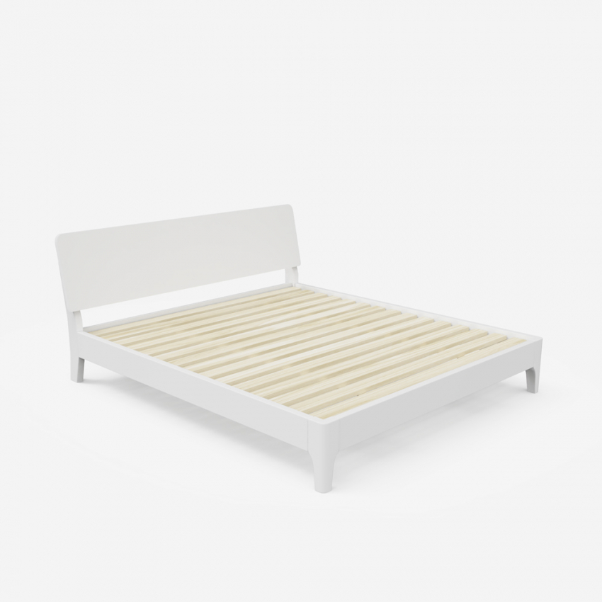 Letto matrimoniale design moderno in legno 160x190cm doghe testata Linz Modello