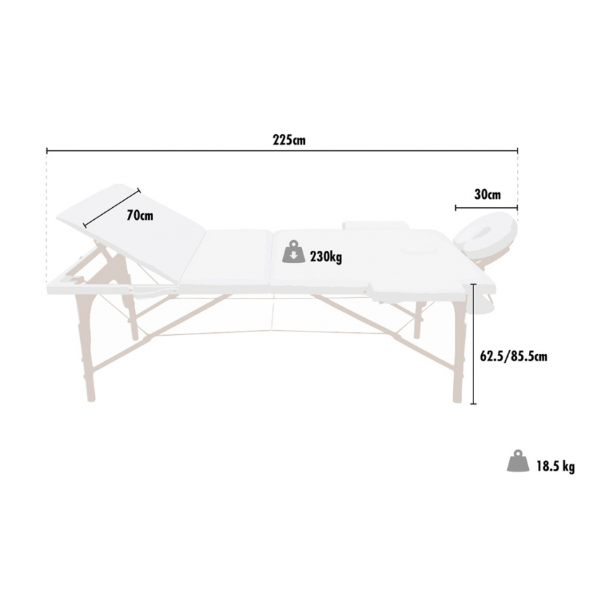 Table De Massage Pliantes 3 Zones + Porte Rouleau - Rose - Idéale Pour Soins Esthétiques à Domicile