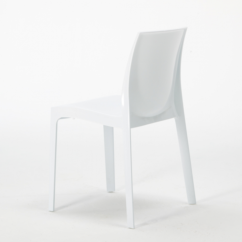Set 4 stapelbare Stühle aus Polypropylen Horeca Tisch 90x90cm Yanez Schwarz 
