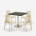 Schwarzer Couchtisch Set 90x90cm Horeca 4 Stühle Bar Restaurant Küche Dustin Black 