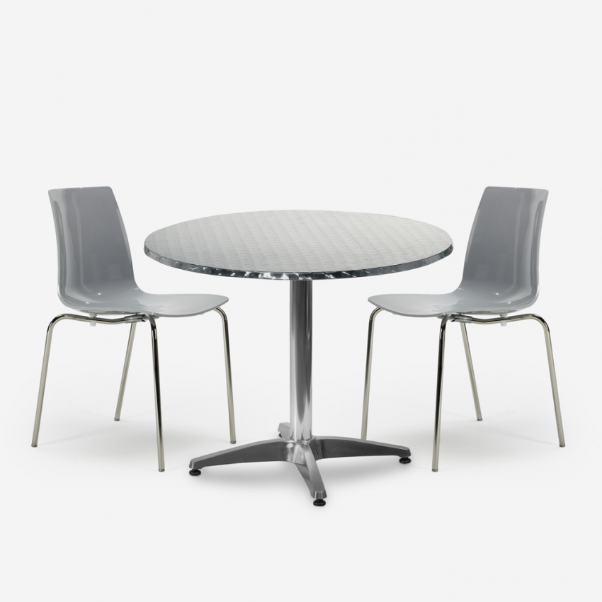 Ensemble d'extérieur 2 chaises design moderne table ronde 70 cm acier Remos Achat