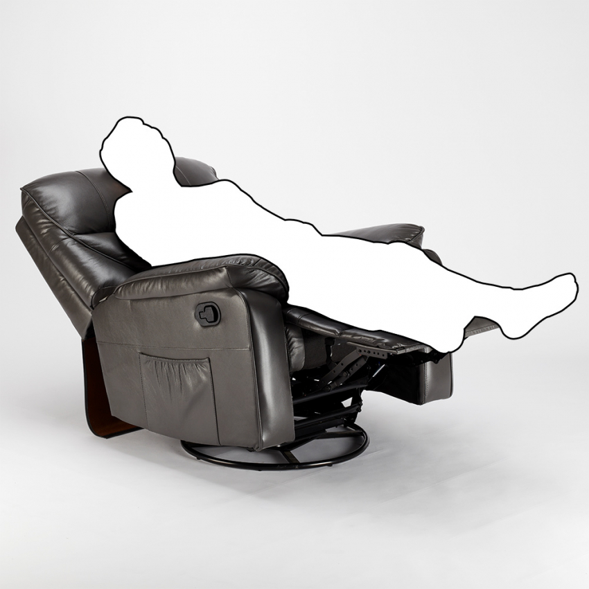 Fauteuil relax inclinable à bascule et pivotant en similicuir Sissi 