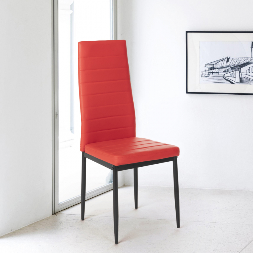 Silla tapizada cuero sintético de diseño moderno para cocina, comedor y restaurante Imperial Dark Catálogo