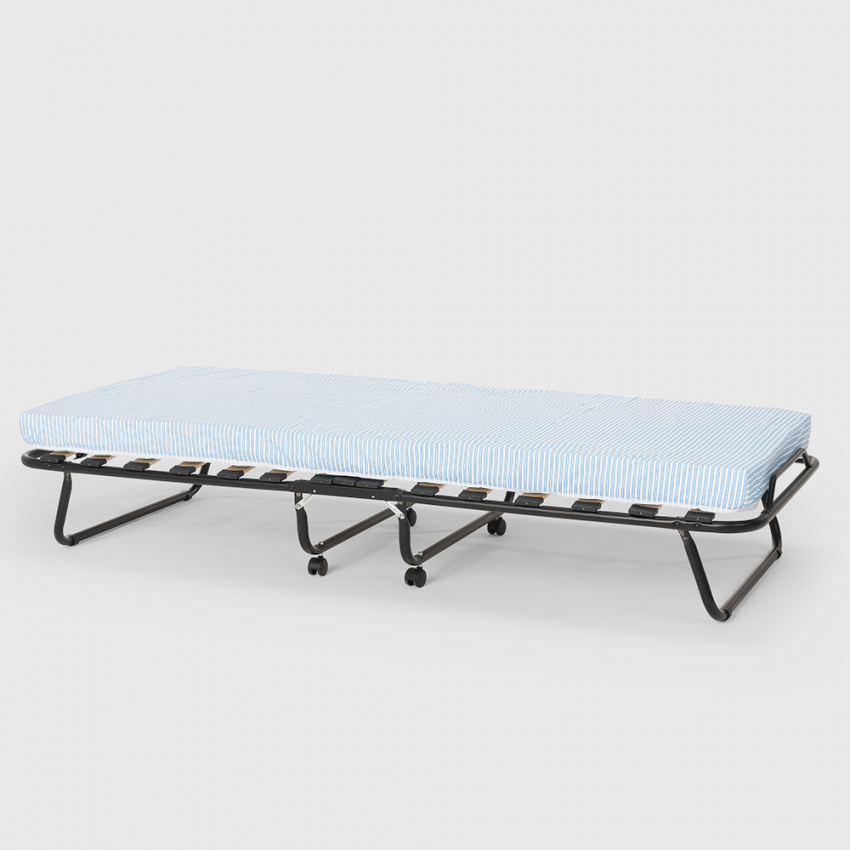 Lit pliant 80x180 avec matelas en microfibre et sommiers à lattes Apollo 