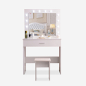 Mobiler Schminktisch mit Spiegel mit LED-Lampen und Hocker Gaia Verkauf