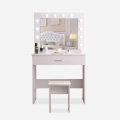 Mobiler Schminktisch mit Spiegel mit LED-Lampen und Hocker Gaia Verkauf