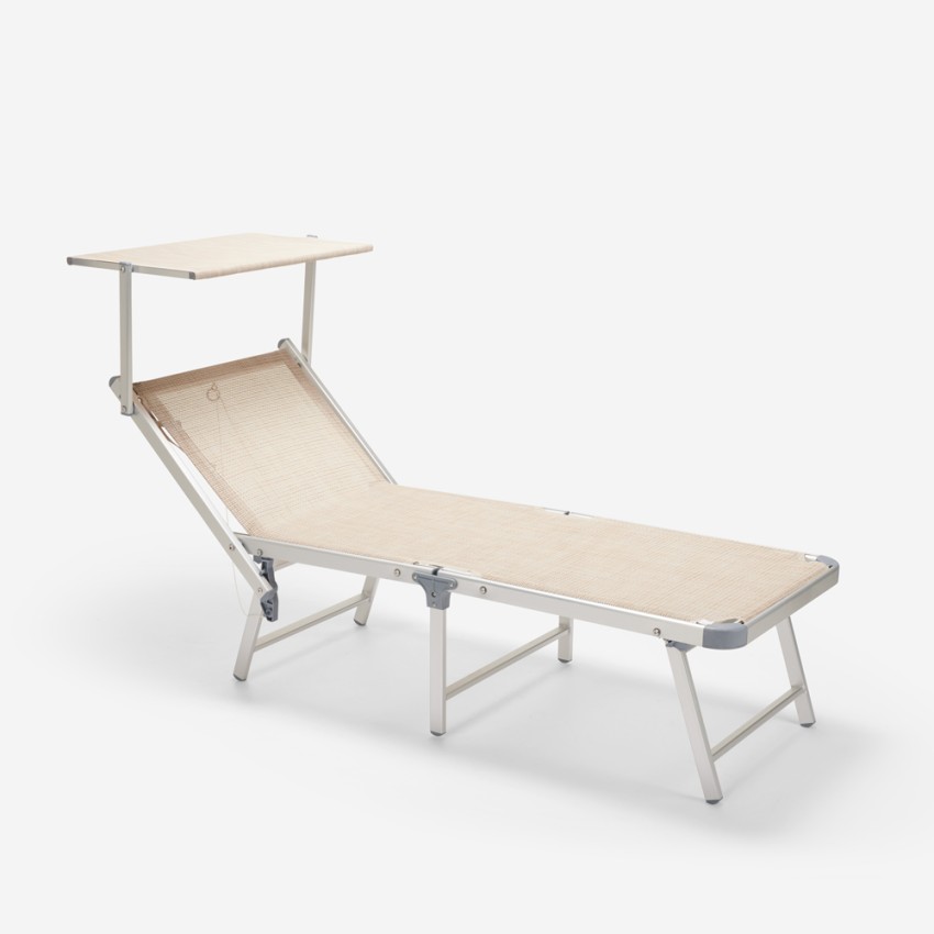 Bain de soleil de jardin transat piscine pliant en aluminium Gabicce Gold 
