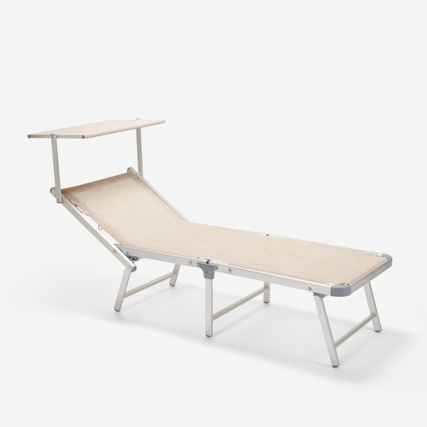 Bain de soleil de jardin transat piscine pliant en aluminium Gabicce Gold 