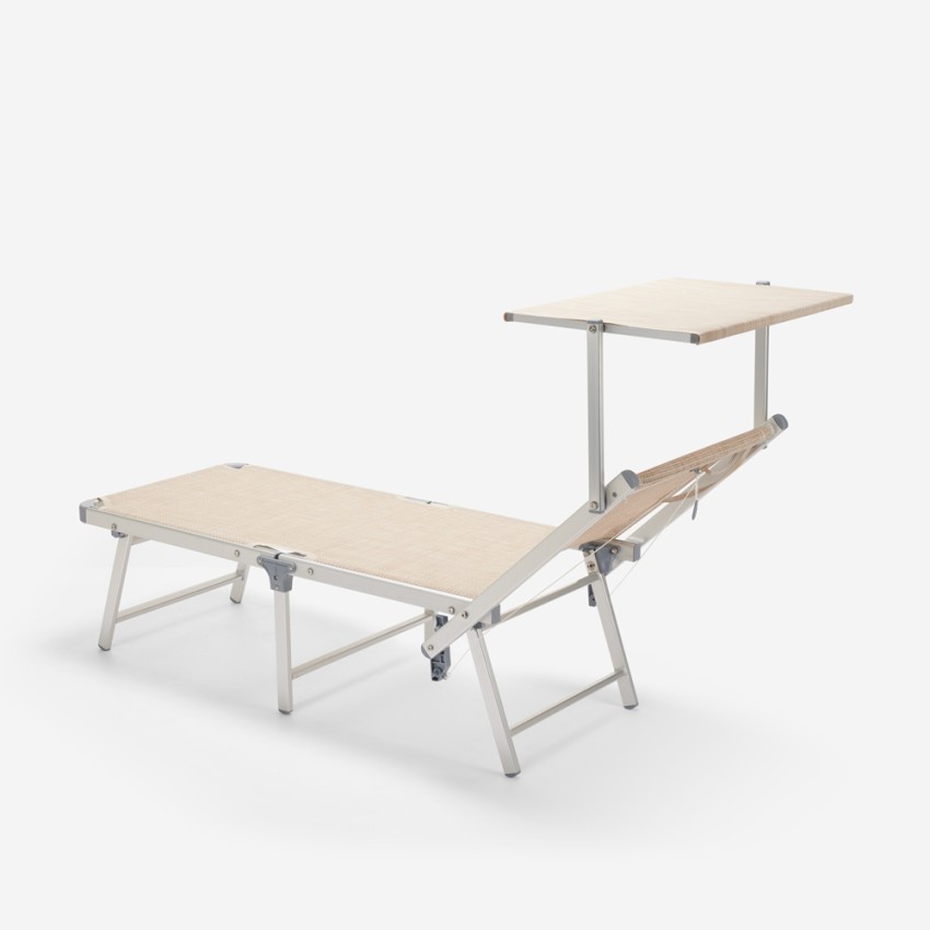 Bain de soleil de jardin transat piscine pliant en aluminium Gabicce Gold 