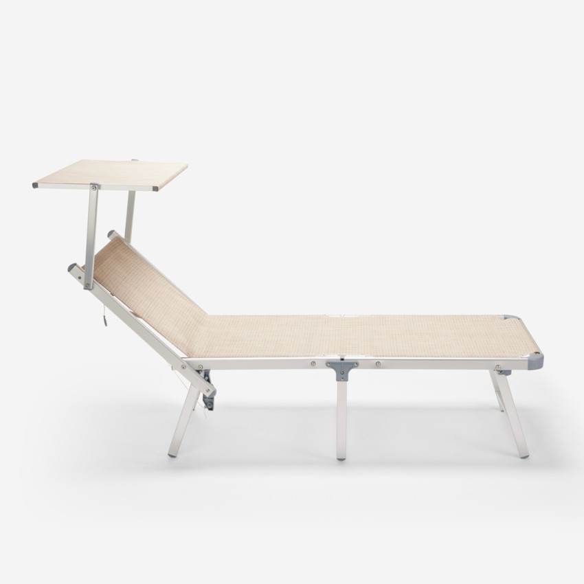 Bain de soleil de jardin transat piscine pliant en aluminium Gabicce Gold 