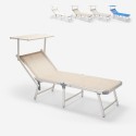 Bain de soleil de jardin transat piscine pliant en aluminium Gabicce Gold 