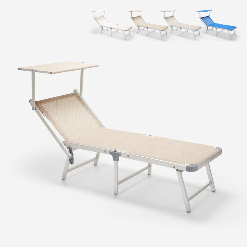 Bain de soleil de jardin transat piscine pliant en aluminium Gabicce Gold 