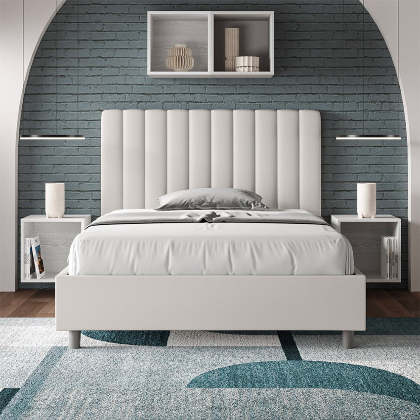 Letto piazza e mezza 120x200 francese similpelle contenitore Agueda P1 Stock